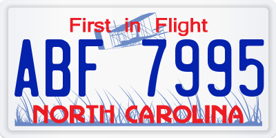 NC license plate ABF7995