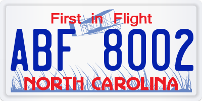 NC license plate ABF8002