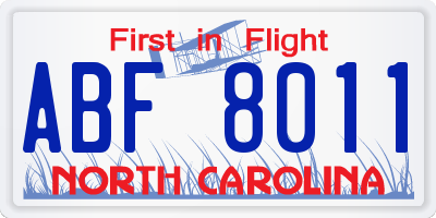 NC license plate ABF8011