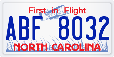 NC license plate ABF8032