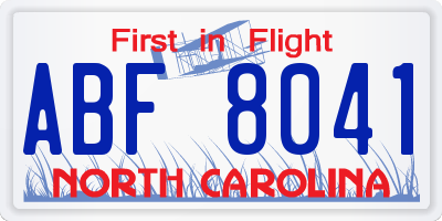 NC license plate ABF8041