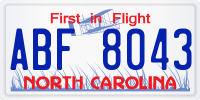 NC license plate ABF8043