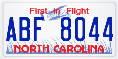 NC license plate ABF8044