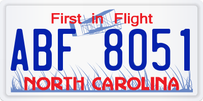 NC license plate ABF8051