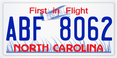 NC license plate ABF8062