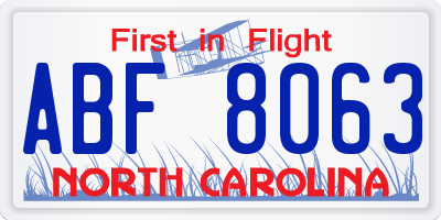 NC license plate ABF8063