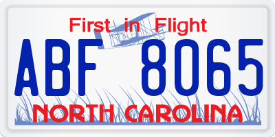 NC license plate ABF8065