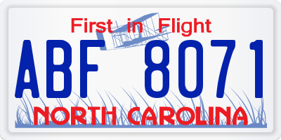 NC license plate ABF8071