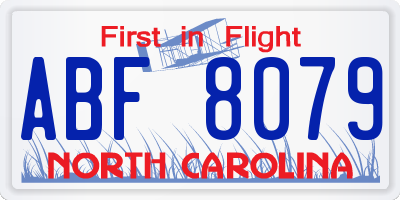 NC license plate ABF8079