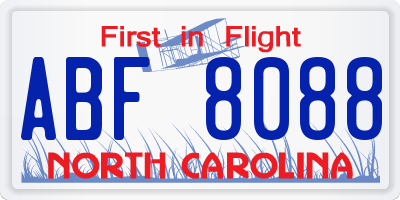 NC license plate ABF8088