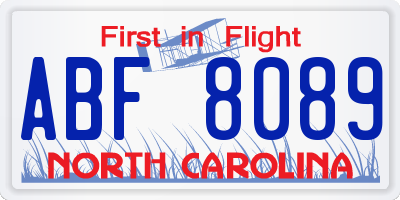 NC license plate ABF8089