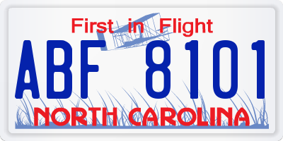 NC license plate ABF8101