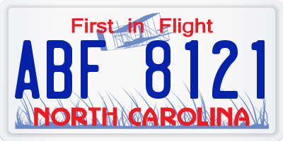 NC license plate ABF8121