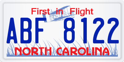 NC license plate ABF8122