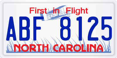 NC license plate ABF8125