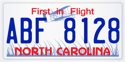 NC license plate ABF8128