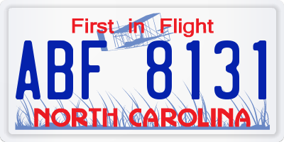 NC license plate ABF8131