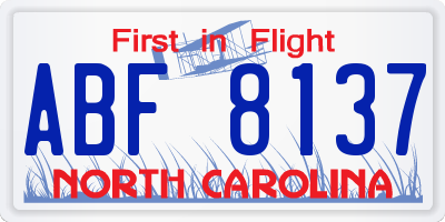NC license plate ABF8137