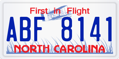 NC license plate ABF8141