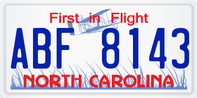 NC license plate ABF8143
