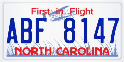 NC license plate ABF8147