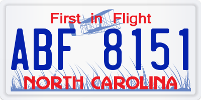 NC license plate ABF8151