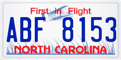 NC license plate ABF8153