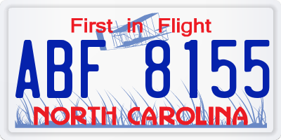 NC license plate ABF8155