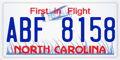 NC license plate ABF8158
