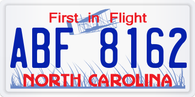NC license plate ABF8162