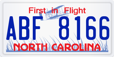 NC license plate ABF8166