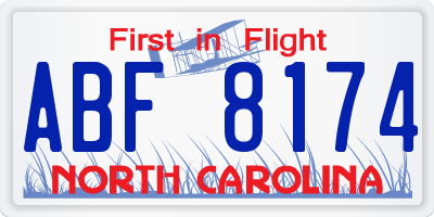 NC license plate ABF8174
