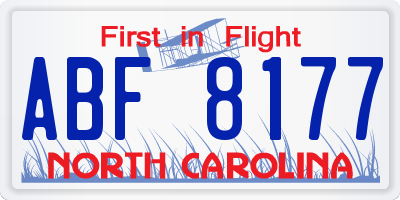 NC license plate ABF8177