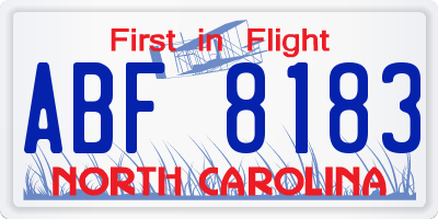 NC license plate ABF8183