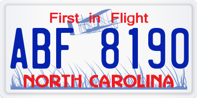 NC license plate ABF8190
