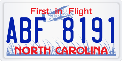 NC license plate ABF8191
