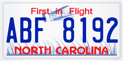 NC license plate ABF8192