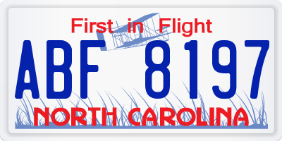 NC license plate ABF8197