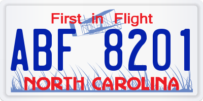 NC license plate ABF8201