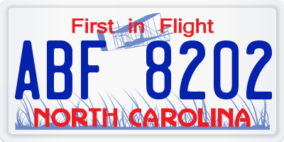 NC license plate ABF8202