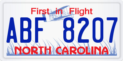 NC license plate ABF8207