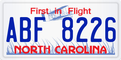 NC license plate ABF8226