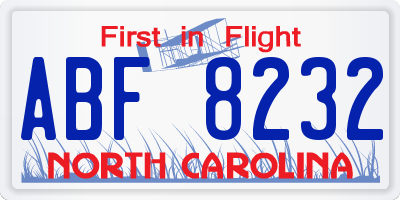 NC license plate ABF8232