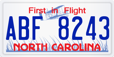 NC license plate ABF8243