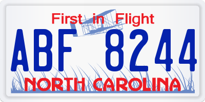 NC license plate ABF8244