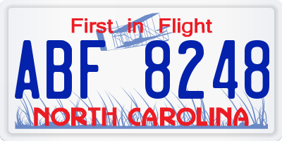 NC license plate ABF8248