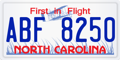 NC license plate ABF8250
