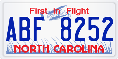 NC license plate ABF8252