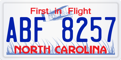 NC license plate ABF8257