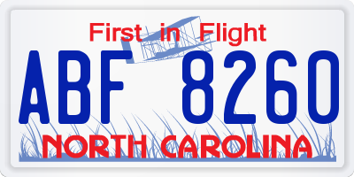 NC license plate ABF8260